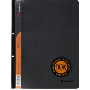 Папка-скоросшиватель А4, прозрачный верхний лист, 0,18/0,40 мм, с внешней перфорацией, черная