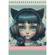 Скетчбук Глазки А5, 30 л.,160 г/м2, выборочный уф-лак, КРЕМОВАЯ бумага, твердая подложка, спираль сверху