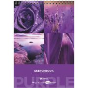 Скетчбук Лиловая романтика, А5, 40 л., 100 г/м2, выборочный уф-лак,  твердая подложка, спираль сверху