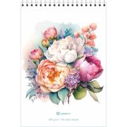 Скетчбук Пионы, А5, 40 л., 100 г/м2, обложка - софт тач,  твердая подложка, спираль сверху