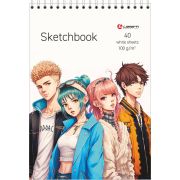Скетчбук Друзья, А5, 40 л.,100 г/м2, обложка - софт тач,  твердая подложка, спираль сверху
