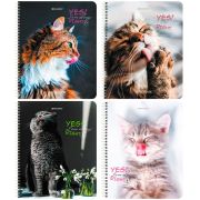 Тетрадь А5 80 л. BRAUBERG, гребень, клетка, глянцевая ламинация, «Довольные Коты» (микс в спайке), 404417