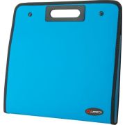 Портфель 13 отделений, с окантовкой, кнопки, с вырубной ручкой, синий