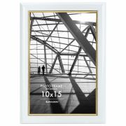 Рамка 10х15 см небьющаяся, багет 14,6 мм, пластик, BRAUBERG «Original Line», белая/золото, 391235