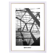 Рамка 21х30 см небьющаяся, багет 14,6 мм, пластик, BRAUBERG «Original Line», белая/золото, 391236