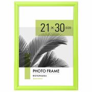 Рамка 21х30 см небьющаяся, багет 17,5 мм, пластик, BRAUBERG «Colorful», салатовая, 391244