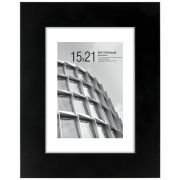 Рамка 15х21 см с паспарту 10х15 см небьющаяся, багет 40 мм, МДФ, BRAUBERG «Malcolm», черная, 391268