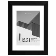 Рамка 15х21 см с паспарту 10х15 см небьющаяся, багет 20 мм, пластик, BRAUBERG «New Age», черная, 391273