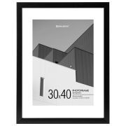 Рамка 30х40 см с паспарту 21х30 см небьющаяся, багет 20 мм, пластик, BRAUBERG «New Age», черная, 391277