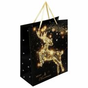 Пакет подарочный (1 штука) новогодний 26x13x32 см, ЗОЛОТАЯ СКАЗКА «Midnight Deer», фольга, 608231