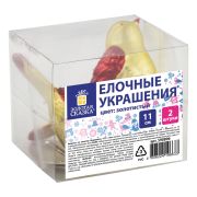 Украшение ёлочное «Птички» 2 шт., 11 см, пластик, цвет: золотистый/красный, ЗОЛОТАЯ СКАЗКА, 590896