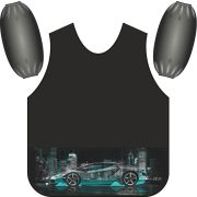 Фартук-накидка с нарукавниками «Neon Car», 44х60 см, цвет черный, 3 кармана, с рисунком на карманах