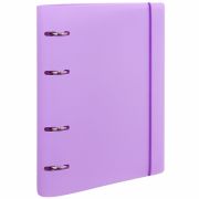 Тетрадь на кольцах А5 175х220 мм, 120 л., пластик, с резинкой, BRAUBERG, Сиреневый, 404620