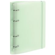Тетрадь на кольцах А5 175х220 мм, 120 л., пластик с блестками, с резинкой и разделителями, BRAUBERG, Зеленый, 404632