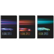 Тетрадь Lamark «Light speed», А5, на гребне, 148х210 мм, 48 л., клетка, карт.обложка, мат. ламинация, выб.лак, 3 дизайна в блоке