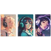 Тетрадь Lamark «Тишина», А5, на гребне, 148х210 мм, 48 л., клетка, карт.обложка, мат. ламинация, выб.лак, 3 дизайна в блоке