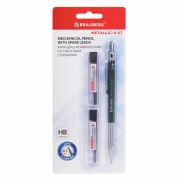 Карандаш механический 0,7 мм + грифели HB 24 штуки на блистере, BRAUBERG «METALLIC-X 07», металлические детали, 181966