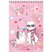Скетчбук Fashion Cat, А5, 40 л.,100 г/м2, выборочный уф-лак,  твердая подложка, спираль сверху