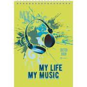 Скетчбук My Music, А5, 30 л.,120 г/м2, металлизированный картон, твердая подложка, спираль сверху