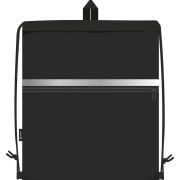 Сумка для сменной обуви Lamark «Просто черный», 41х48 см, на шнурке, карман на молнии, светоотр. лента, ручка-петля