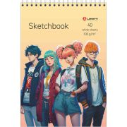 Скетчбук Школьные друзья, А5, 40 л., 100 г/м2, выборочный уф-лак,  твердая подложка, спираль сверху