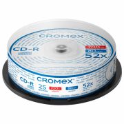 Диски CD-R CROMEX (КРОМЕКС), 700 Mb, 52x, Cake Box (упаковка на шпиле), КОМПЛЕКТ 25 шт., 513776