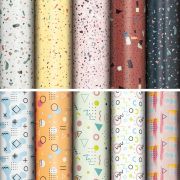 Бумага упаковочная подарочная мелованная «Terrazzo&Memphis», 70х100 см, 10 дизайнов ассорти, ЗОЛОТАЯ СКАЗКА, 592054