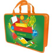 Папка-портфель Lamark «Отличник», А4, 34х24,5х8 см, 1 отделение, на молнии, с ручками, печать по пластику с двух сторон