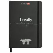 Скетчбук для маркеров 120 г/м2, 148х210 мм, 60 л., твердая обложка, резинка, BRAUBERG ART PREMIERE, «For you», 115101