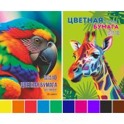 Набор цветной бумаги немелованной Двусторонней А4, 10 листов 10 цветов, Lamark «Зоопарк», в папке, 2 дизайна в коробке