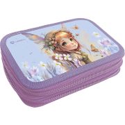 Пенал Lamark «Феечка», 2 отделения,125х205х40 мм, ламинированный картон, объемное тиснение, две молнии