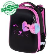 Ранец BRAUBERG SHINY, 2 отделения, с брелком, «Smiling cat», 38х28х14 см, 272040