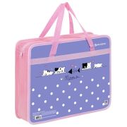 Папка на молнии с ручками BRAUBERG А4, 1 отделение, пластик, 80 мм, «Meow», 272163