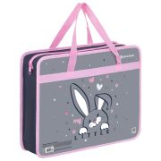 Папка на молнии с ручками BRAUBERG А4, 1 отделение, пластик, 80 мм, «Curious bunny», 272164