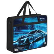 Папка на молнии с ручками BRAUBERG А4, 1 отделение, пластик, 80 мм, «Night driver», 272169