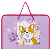 Папка для труда на молнии с ручками ПИФАГОР А4, 1 отделение, пластик, органайзер, «Fluffy akita», 272227