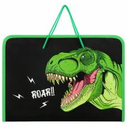 Папка для труда на молнии с ручками ПИФАГОР А4, 1 отделение, пластик, органайзер, «Dino roar», 272230