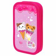 Пенал ЮНЛАНДИЯ, 2 отделения, картон с эффектом soft-touch, 19х11 см, «Candy friends», 272263