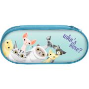 Пенал корпусный овальный Lamark «Кто здесь?», 1 отд., 210х90х55 мм, на молнии, с планкой, печать по ткани