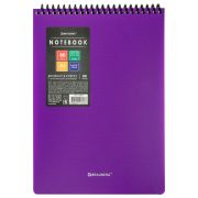 Блокнот А5 80 л., спираль пластиковая, обложка пластик, клетка, BRAUBERG «Metropolis», ФИОЛЕТОВЫЙ, 115571