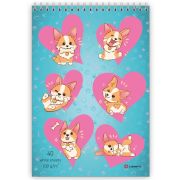 Скетчбук Милый друг - Корги, А5, 40 л., 100 г/м2, выборочный уф-лак,  твердая подложка, спираль сверху