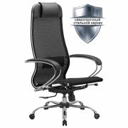 Кресло офисное МЕТТА «К-12», хром, ткань-сетка, сиденье и спинка регулируемые, черное