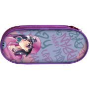 Пенал корпусный овальный Lamark «Граффити», 1 отд., 210х90х55 мм, на молнии, с планкой, печать по ткани