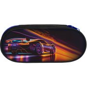 Пенал корпусный овальный Lamark «Скорость», 1 отд., 210х90х55 мм, на молнии, с планкой, печать по ткани