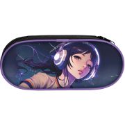 Пенал корпусный овальный Lamark «Тишина 1», 1 отд., 210х90х55 мм, на молнии, с планкой, печать по ткани