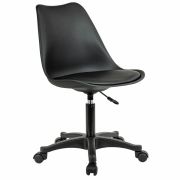 Кресло стул BRABIX «Eames MG-310 PL», пластик черный, экокожа черная, 532927