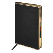 Ежедневник датированный 2025 А5 148х218 мм GALANT «Infinity Gold», под кожу, черный, 115726
