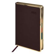 Ежедневник датированный 2025 А5 148х218 мм GALANT «Infinity Gold», под кожу, темно-коричневый, 115727