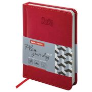 Ежедневник датированный 2025 МАЛЫЙ ФОРМАТ 100х150 мм А6, BRAUBERG «Rainbow», под кожу, красный, 115748