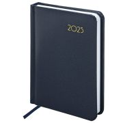 Ежедневник датированный 2025 МАЛЫЙ ФОРМАТ 100х150 мм А6, BRAUBERG «Select», балакрон,темно-синий, 115751